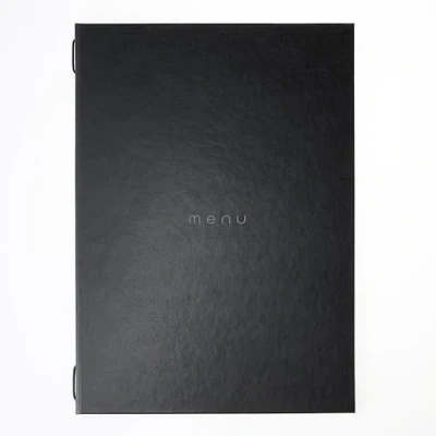 Afbeelding van DAG Style, Portamenu restaurant A4 lijn Italy, menu met opschrift &quot;Menu&quot;, kleur zwart satijn, PU, 100% Made in Italy