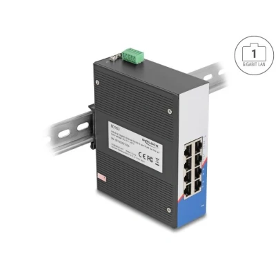 Afbeelding van Delock Industrial Gigabit Ethernet Switch 8 Port RJ45 for DIN rail