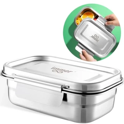 Afbeelding van Roestvrijstalen Broodtrommel Lunchbox De Duurzame Bento Box is lekvrij, plasticvrij, gemakkelijk schoon te maken en perfect voor onderweg (800ml EasyLock)