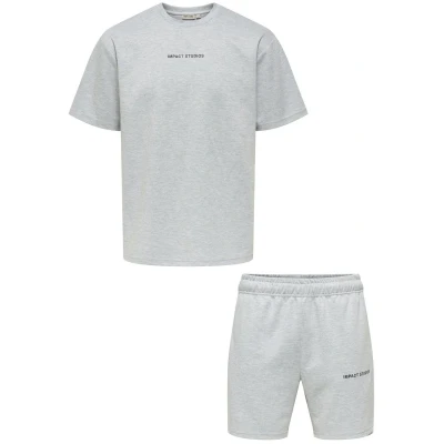 Afbeelding van ONLY &amp; SONS t shirt met sweatshort grijs (set van 2)