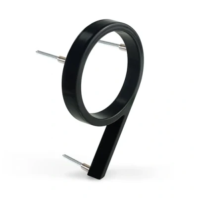 Afbeelding van HASWARE Zwevend huisnummerbord 5 inch (12 cm) Moderne deurnummers verkeersbord adreshuisnummers, zwart metaal (zwart, 9)
