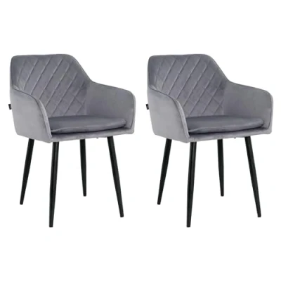 Afbeelding van Lina® Noble Eetkamerstoelen Grijs Set van 2 Velvet
