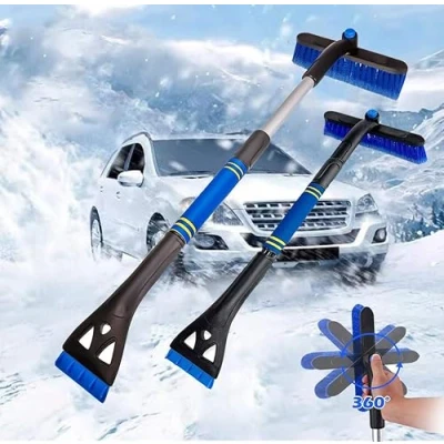 Afbeelding van Huifengjie 3 in 1 ijskrabber met sneeuwborstel, afneembare ijskrabber, telescopische handgreep, ergonomische schuimrubberen voor auto, vrachtwagen, SUV, blauw