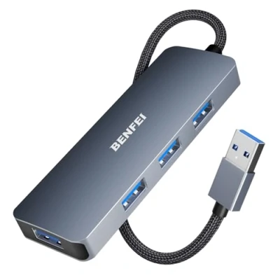 Afbeelding van Usb Hub, BENFEI Ultra Slim 3.0 Hub 4 poorten Compatibel voor MacBook, Mac Pro, Mini, iMac, Surface XPS, PC, Flash Drive, Mobiele HDD [Aluminium Shell &amp; Nylon Kabel]