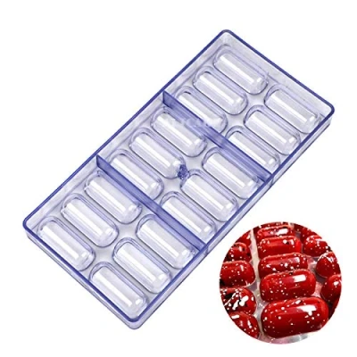 Afbeelding van DUBENS 18 holtes ovaal 3D polycarbonaat chocolade vormen bakken vorm cakevorm snoep gebak bar kunststof bakkerij gereedschap