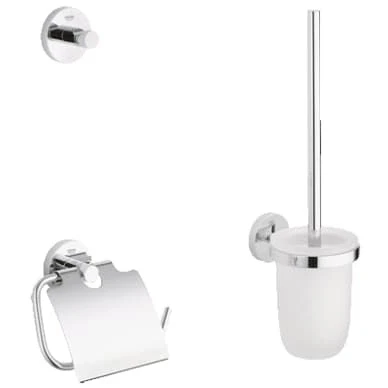 Afbeelding van Grohe Essentials Accesoires set 3 in 1 (haak borstelhouder closetrolhouder) Chroom