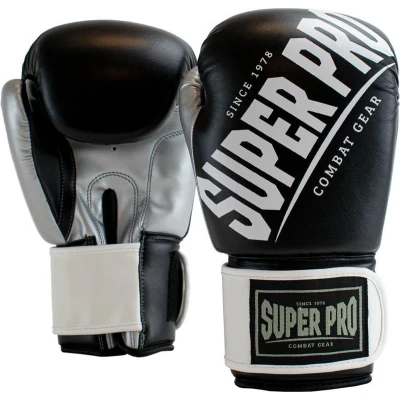 Afbeelding van Super Pro Combat Gear (kick)bokshandschoenen Rebel Zwart/Grijs/Wit 6oz