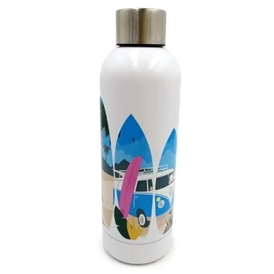 Afbeelding van Thermosfles VW Volkswagen T1 Camper Bus Waves Are Calling RVS Heet &amp; Koud 530ml