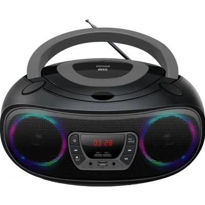 Afbeelding van Denver Draagbare Radio CD Speler Kinderen Bluetooth Lichteffecten Boombox AUX FM TCL212BT Grijs