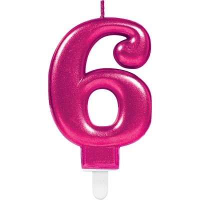Afbeelding van Amscan Verjaardagskaars &#039;&#039;6&#039;&#039; Roze 9,3 Cm
