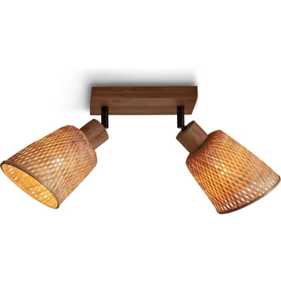 Afbeelding van Good&amp;Mojo Plafondspot Java Bamboe 2 Kappen Naturel 28x15x24cm