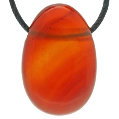 Afbeelding van Lebensquelle Plus Karneol Druppelhanger, geboorde trommelsteen hanger met katoenen band, hoogwaardige edelsteenhanger, halfedelsteen, Carneool