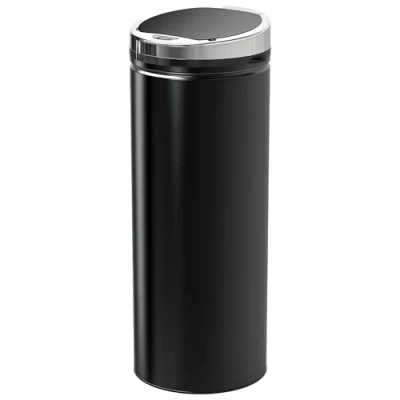 Afbeelding van HOMCOM afvalbak met sensor, 50 liter, automatische afvalbak, roestvrij staal, infraroodsensor, voor woonkamer, kantoor, zwart