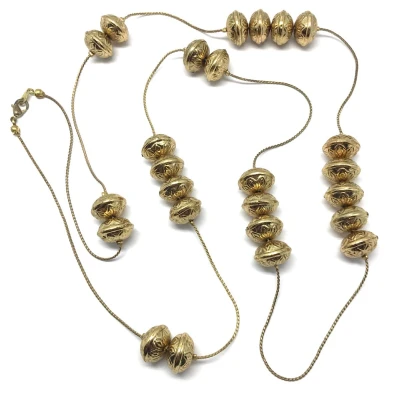 Afbeelding van Behave Lange kralenketting kralen goud kleur 100 cm