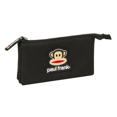 Afbeelding van Pennenetui met 3 vakken Paul Frank Join the fun Zwart 22 x 12 cm