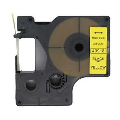 Afbeelding van BROVACS 1 Pack Zwart op Geel Label Tape Compatibel voor DYMO D1 40918 9mm 3/8&quot; OPA2118
