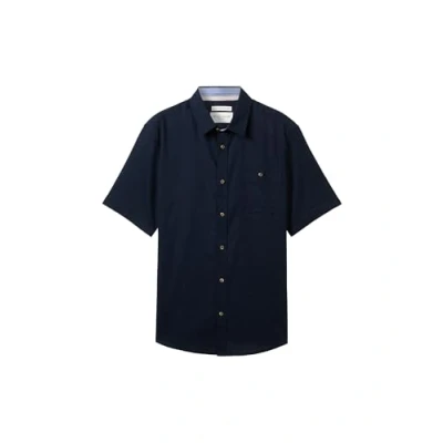 Afbeelding van TOM Tailor Regular Kurzarm Overhemd, Heren, Maat: Small, Sky captain blue