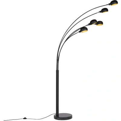 Afbeelding van QAZQA Design vloerlamp zwart 5 lichts Sixties Marmo