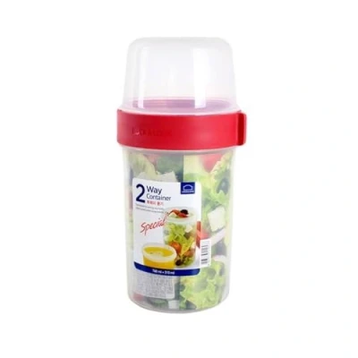 Afbeelding van Lock &amp; Two Way muesli to go beker van kunststof, kleine lunchbox met schroefdeksel en twee containers, 760 ml 310
