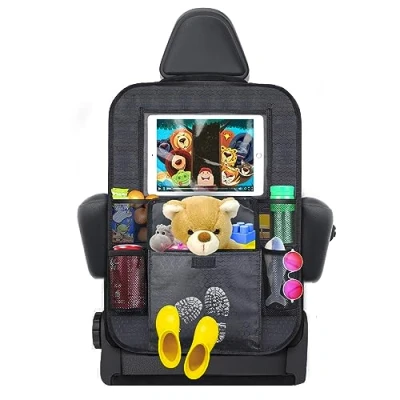 Afbeelding van SANJICHA Autostoel organizer, 2 stuks, waterdicht, autostoelorganizer met 10 vakken, autostoelbescherming voor 31,5 cm (12,5 inch) tablet