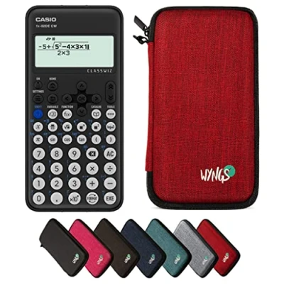 Afbeelding van Casio fx 82DE CW ClassWiz incl. WYNGS Beschermhoes Rood Wetenschappelijke Rekenmachine Basis Pakket (Duits)