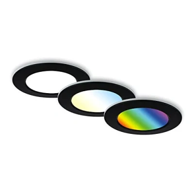 Afbeelding van BRILONER LED inbouwarmatuur badkamerarmatuur CCT RGB kleurverandering IP65 afstandsbediening dimbaar memory functie set van 3 Ø9,2cm nachtlichtfunctie zwart