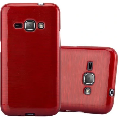 Afbeelding van Cadorabo Hoesje geschikt voor Samsung Galaxy J1 2016 in ROOD Beschermhoes TPU silicone Case Cover Brushed