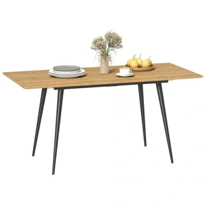 Afbeelding van HOMCOM Esstisch ausziehbar 120/160 x 75 cm Küchentisch für 6 8 Personen, moderner Esszimmertisch mit Stahlbeine, Natur