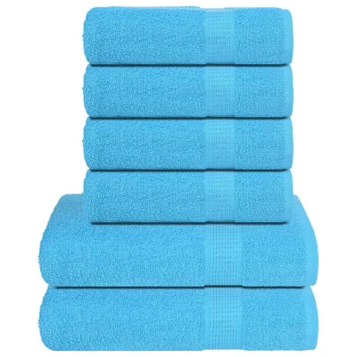 Afbeelding van VidaXL 6 delige handdoekenset 360 g/m² 100% katoen turquoise