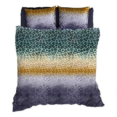 Afbeelding van Dekbedovertrek Satin d&#039;Or Panthera Teal Grijs Satijn 240 x 200 / 220 cm Lits Jumeaux