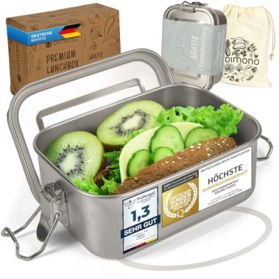 Afbeelding van Dimono® lunchbox Lekvrije bentobox Roestvrijstalen lunchbox; Waterdichte duurzame box met compartimenten &amp; afdichtingen (a: 550 ml)