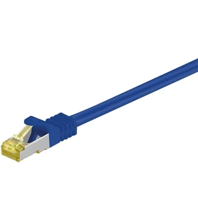 Afbeelding van Goobay CAT patchkabel, ethernetkabel, dubbel afgeschermd, S FTP, halogeenvrij, koper, RJ 45, vergulde contacten, div. Lengtes en kleuren., 15m, blauw, 1