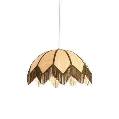 Afbeelding van Light&amp;living Hanglamp Ø55x36,5 cm SULINA raffia naturel+groen