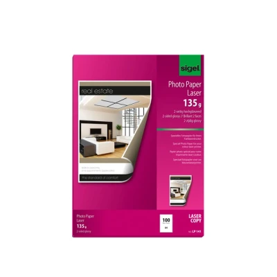 Afbeelding van Fotopapier Sigel kleurenlaser A4 hoogwit glans 135g 100 vel