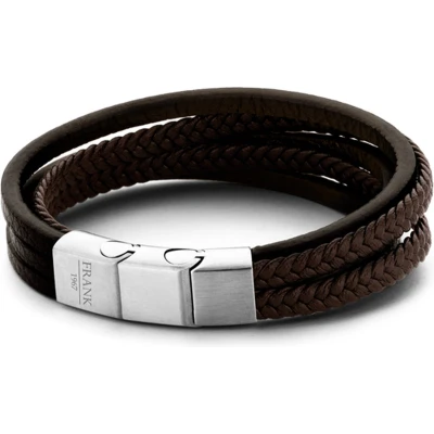 Afbeelding van Frank 1967 7FB 0193 Armband staal/leder bruin 20 21 cm