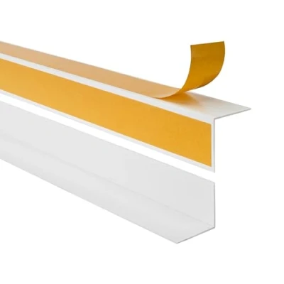 Afbeelding van Quest PVC randbeschermhoek, randbeschermlijst, zelfklevend hoekprofiel, met plakband aan de buitenkant, 25 x mm, 200 cm, wit