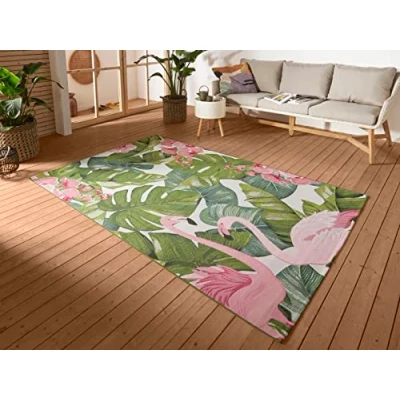 Afbeelding van Buitenkleed Tropical Flamingo 120x180cm Meerkleurig Grafisch Vloerkleed 123vloerkleed.nl