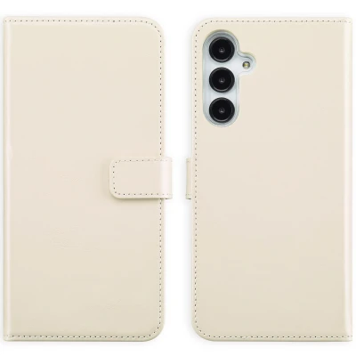 Afbeelding van Samsung Galaxy A16 (5G) Hoesje Echt leder Selencia Bookcase Beige Telefoonhoesje