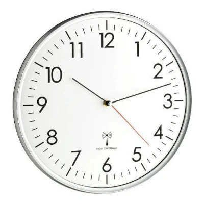 Afbeelding van TFA Dostmann Analoge Wandklok 60.3514, Radiogestuurd, grote nauwkeurigheid, L335 x B55 H360 mm, Wit/Zilver