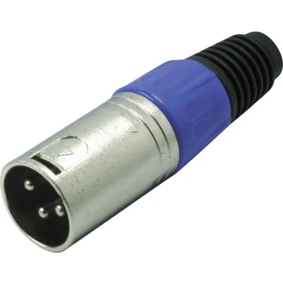 Afbeelding van XLR 3 pins (m) connector met plastic trekontlasting grijs/blauw