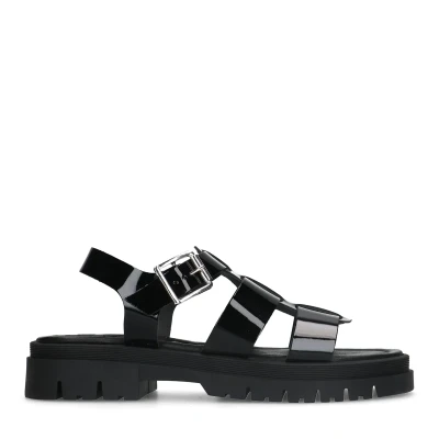 Afbeelding van Sacha Zwarte Dames Plateau Sandalen (Maat 41, Leer)