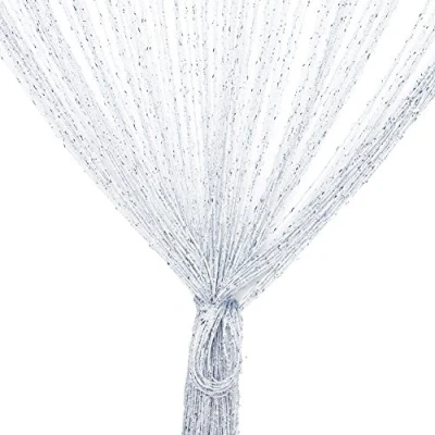 Afbeelding van Vidillo draadgordijn, glitter, wit, 100 x 200 cm, wandgordijn, etalagedecoratie, decoratief gordijn, ruimteverdeler, vliegenbescherming voor bruiloft, café, restaurant (wit)