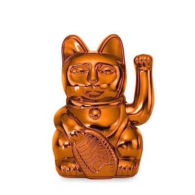 Afbeelding van DONKEY Lucky Cat Cosmic Edition Mars Shiny Copper Hoekkat, Maneki Neko, 15 cm, in geschenkverpakking