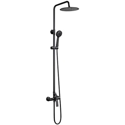Afbeelding van Ibergrif M17004B Douchesysteem, met Douchestang Hoofddouche en Handdouche, Slang, Verstelbare Stang Steun, Zwart