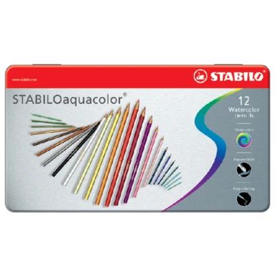 Afbeelding van Stabiloaquacolor Kleurpotlood, Metalen Doos Van 12 Stuks In Geassorteerde Kleuren Kleurpotlood