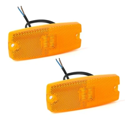 Afbeelding van AOHEWEI 2 x gele LED zijmarkeringslichten vrachtwagen markeringslichten auto display positielamp lamp voorzijde met reflector voor aanhanger van caravan 10 30V ECE goedgekeurd (geel)