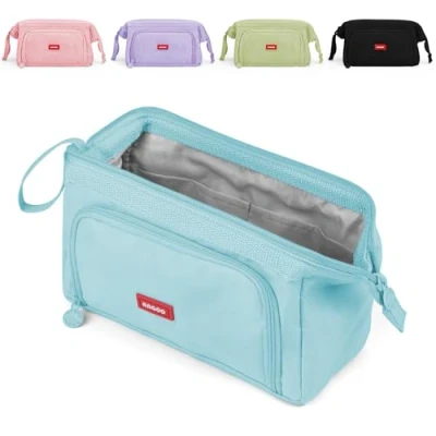 Afbeelding van Mamowla Grote Potlood Gevallen voor Meisjes Super Case Vrouwen Rits Gladde Pen Pouch Houder Briefpapier Organizer Duarable School Gevallen, Blauw, Etui