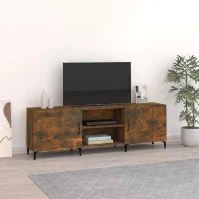 Afbeelding van Tv meubel 150x30x50 cm bewerkt hout gerookt eikenkleurig