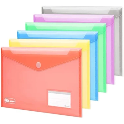 Afbeelding van 24 x documentenmap A4 met klittenbandsluiting, 6 gekleurde portemonnees voor het archiveren van documenten briefvakken en 30 stuks cadeau visitekaartjes
