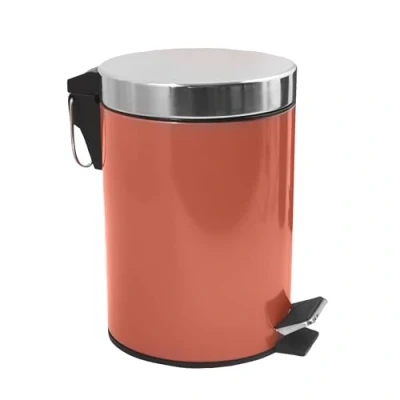 Afbeelding van MSV Prullenbak/pedaalemmer metaal terracotta 3 liter 17 x 25 cm Badkamer/toilet Pedaalemmers